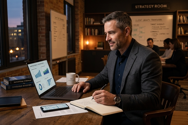Marketing Consultant Bradford reviewing digital strategy